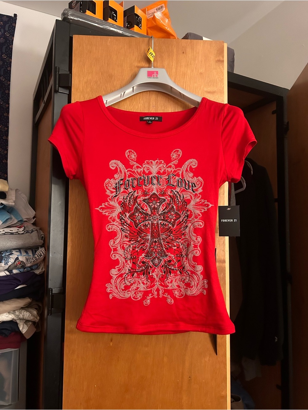 Forever 21 Red Baroque Graphic Short Sleeve Tee